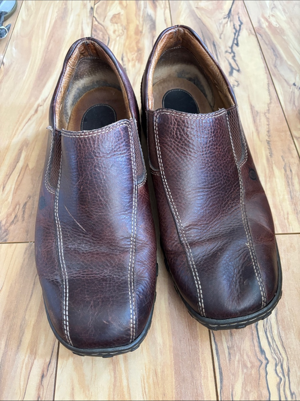 Born Brown Leather Slip-On Loafers